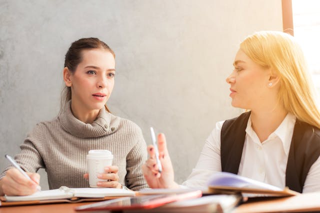 two people having a conversation