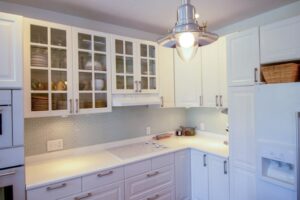 kitchen with white countertops
