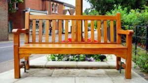wooden park bench